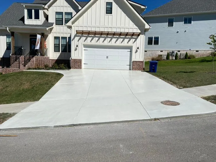 plain concrete driveway with control joints